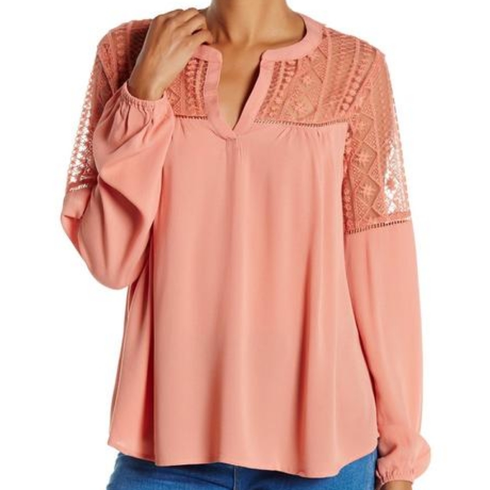 Harlowe and Graham Lace Trim Blouse